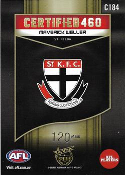 2017 Select Certified - Certified 460 #184 Maverick Weller Back